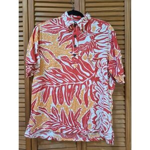SOLD! Manuhealii Red and Orange Casual Button Down Shirt